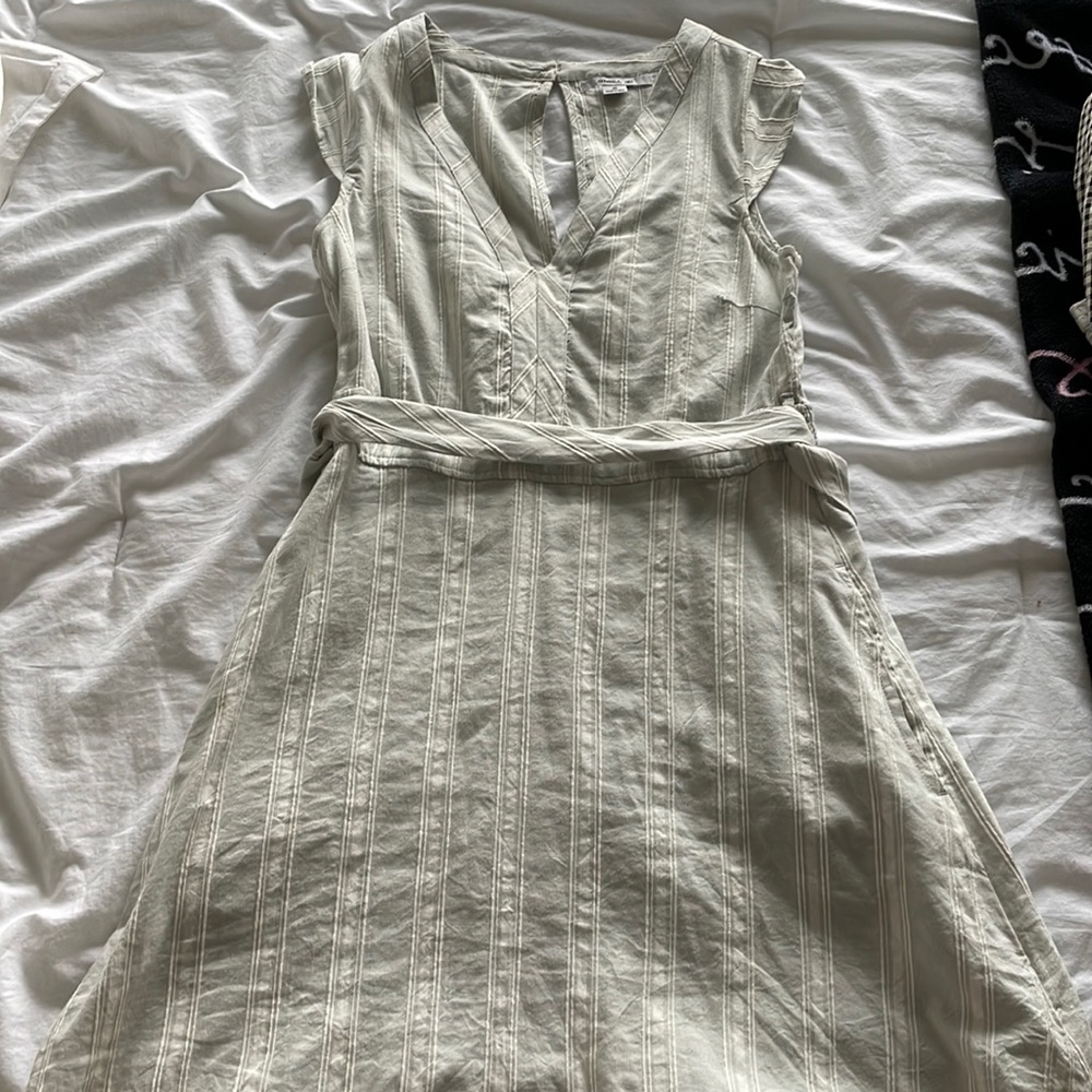 Blue and white striped dress